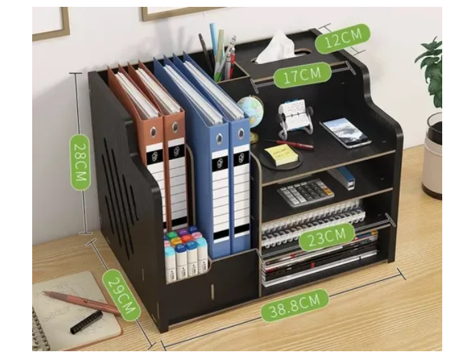 Organizador Libro Carpetas Madera Oficina Con Porta Lapiz