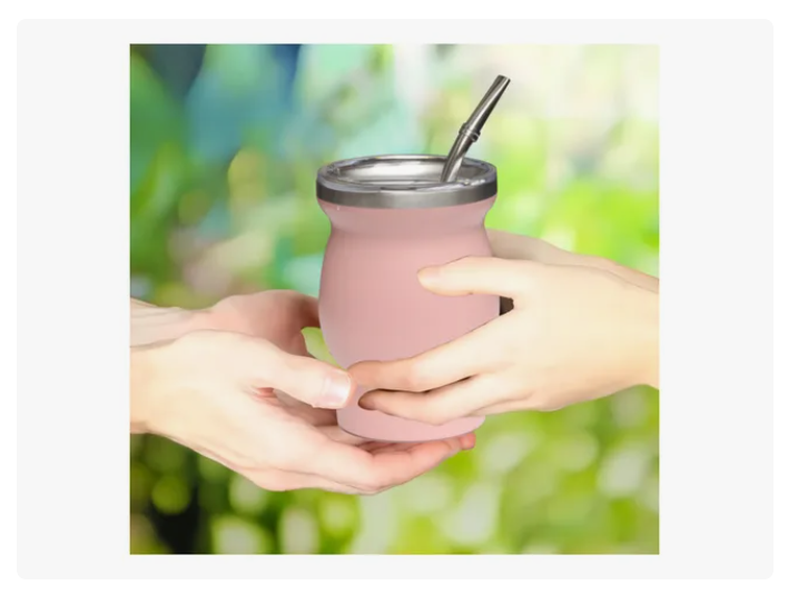 Taza De Con Bombilla Y Cepillos Set Acero Inoxidable 260ml