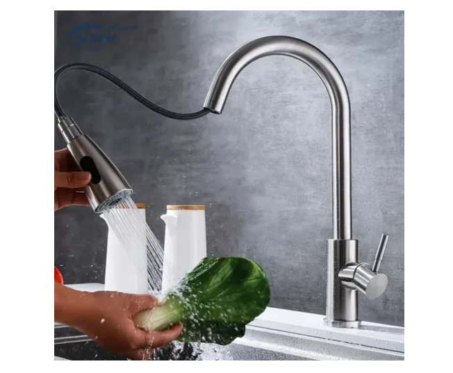 Llave Monomando Lavaplatos Extensible 2 Modos Cocina Niquel