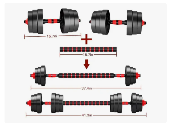 Set Mancuernas 20 Kg Barra Armable Ajustable