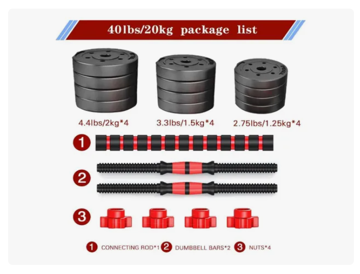 Set Mancuernas 20 Kg Barra Armable Ajustable
