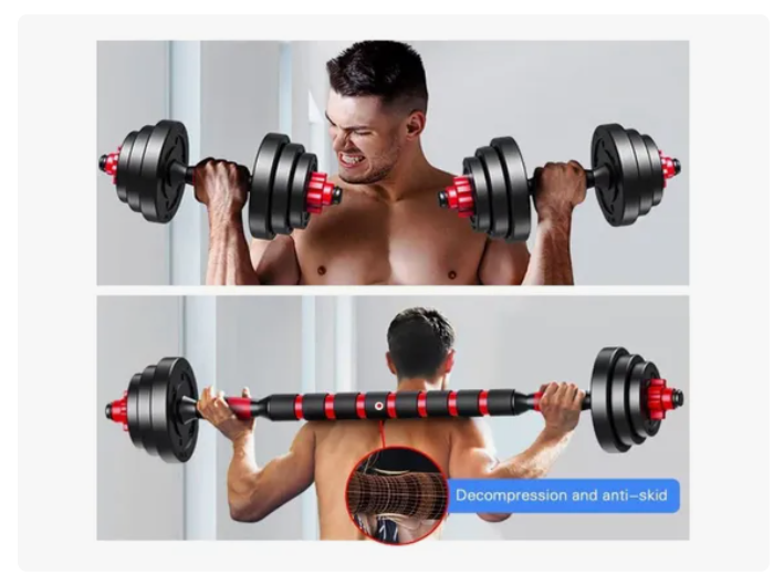 Set Mancuernas 20 Kg Barra Armable Ajustable