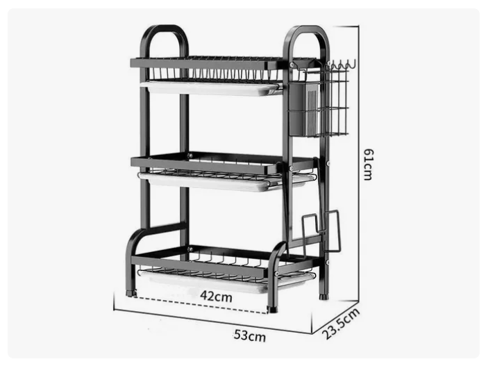 Rack Escurridor Organizador Cocina Secador Platos 3 Niveles