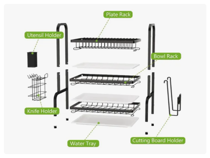Rack Escurridor Organizador Cocina Secador Platos 3 Niveles