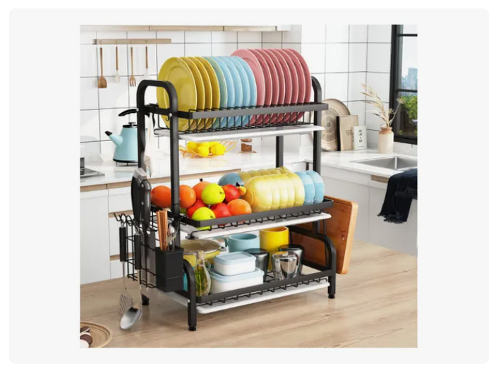 Rack Escurridor Organizador Cocina Secador Platos 3 Niveles
