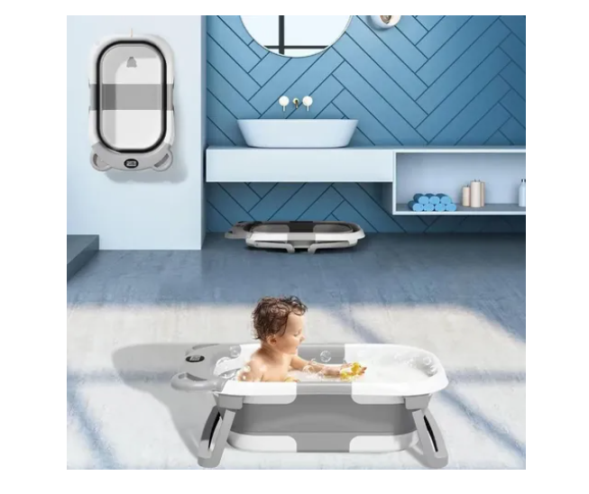 Bañera Tina Baño Bebe Plegable Portátil Con Cojín Termometro