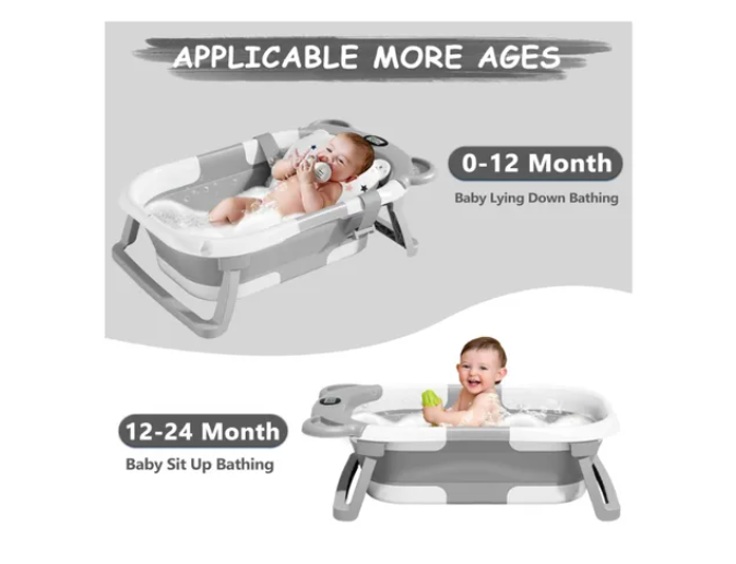 Bañera Tina Baño Bebe Plegable Portátil Con Cojín Termometro