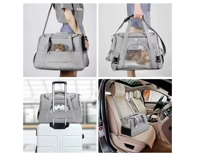 Bolso Transportador Mascota Para Perro Gato Respirable