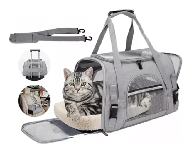 Bolso Transportador Mascota Para Perro Gato Respirable