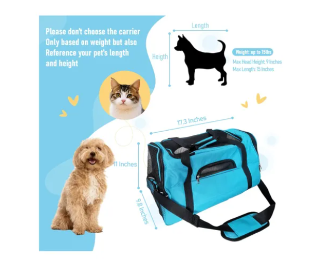 Bolso Transportador Mascota Para Perro Gato Respirable
