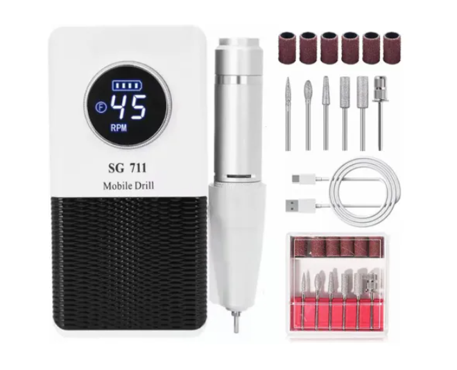 Kit Pulidor De Uñas Esmeril Drill Portátil 45000 Rpm+brocha