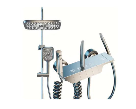 Ducha Columna Visor Digital 4 Funciones Inox Y Bidet