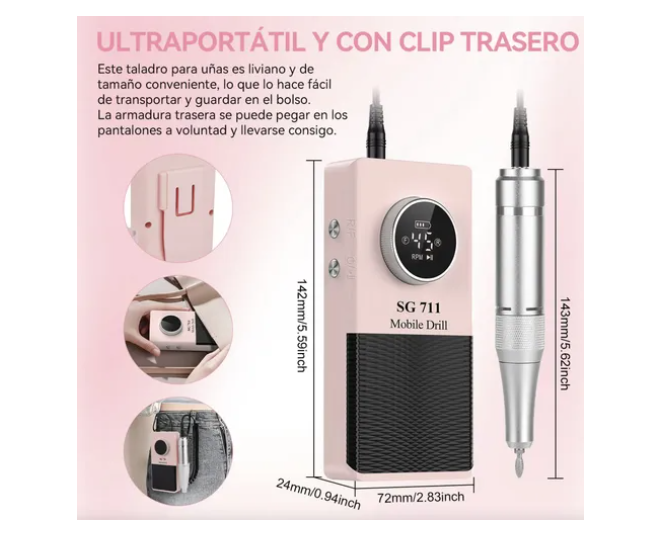 Pulidor De Uñas Esmeril Profesional Drill Portátil 45000 Rpm