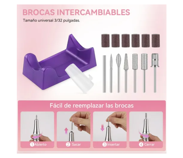 Pulidor De Uñas Esmeril Profesional Drill Portátil 45000 Rpm