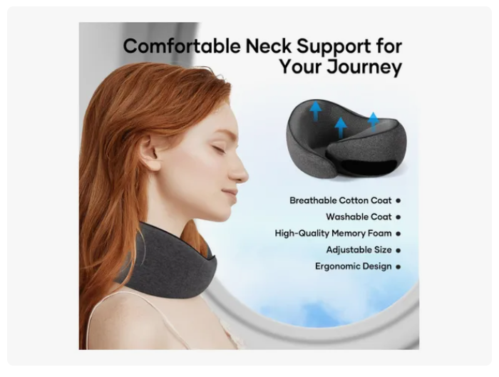 Almohada De Cuello Relajante Para Viaje Cojín Soporte Cómodo