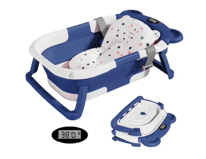Bañera Tina Baño Bebe Plegable Portátil Con Cojín Termometro