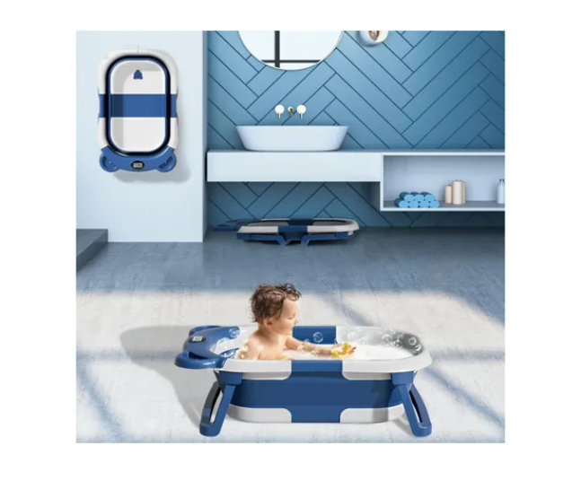 Bañera Tina Baño Bebe Plegable Portátil Con Cojín Termometro