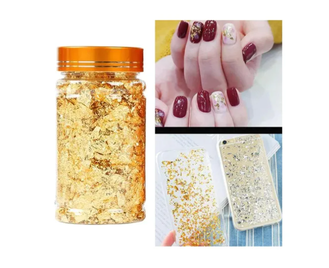 Escamas En Hoja Oro Papel Resina Epóxica Flake Uñas Foil