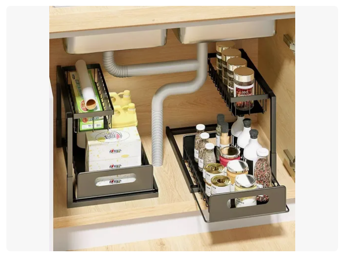 Organizador Bajo Lavaplatos Extraíble Cocina Baño 2 Unidades