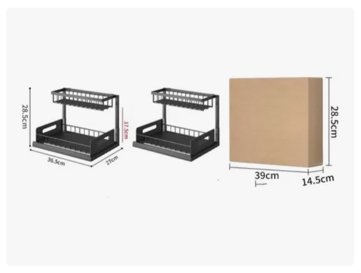 Organizador Bajo Lavaplatos Extraíble Cocina Baño 2 Unidades