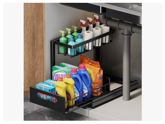 Organizador Bajo Lavaplatos Extraíble Cocina Baño 2 Unidades
