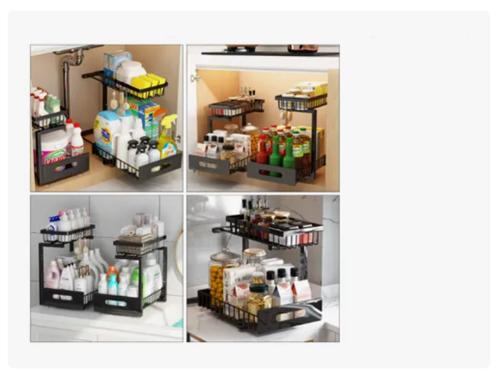 Organizador Bajo Lavaplatos Extraíble Cocina Baño 2 Unidades