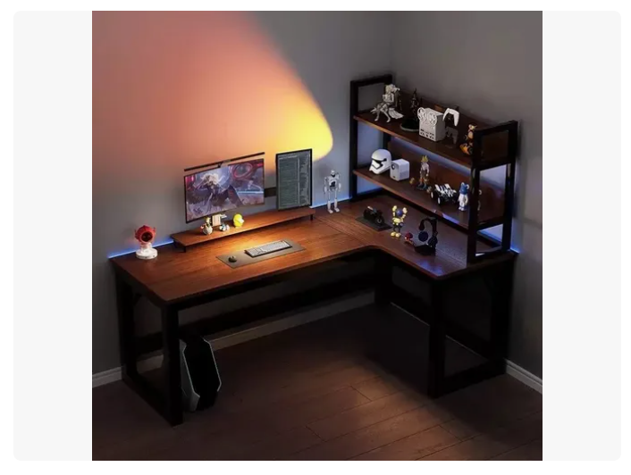 Escritorio Esquinero En Forma L Con Estantes 120cm