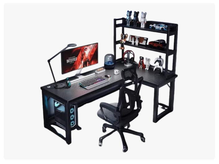 Escritorio Esquinero En Forma L Con Estantes 120cm