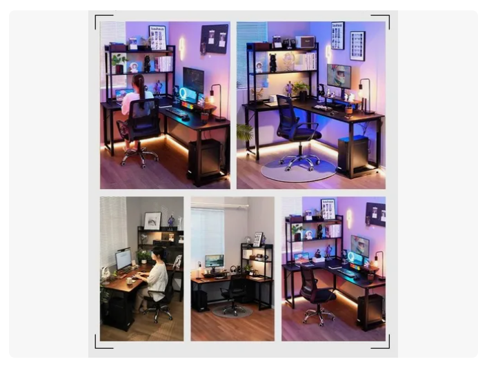 Escritorio Esquinero En Forma L Con Estantes 120cm