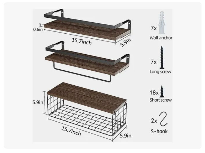 Repisas Flotantes Para Montaje En Pared Kit X3 Estantes