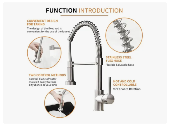 Llave Monomando Lavaplatos Cocina Grifo Flexible