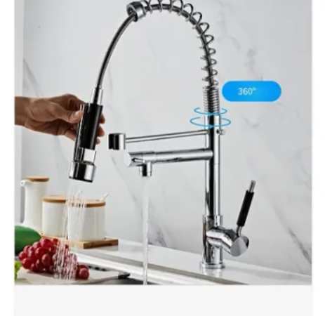 Llave Cocina Monomando Triple Lavaplatos Flexible Acabado Mate Color Plateado