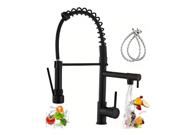 Llave Cocina Monomando Triple Lavaplatos Flexible Acabado Mate Color Plateado