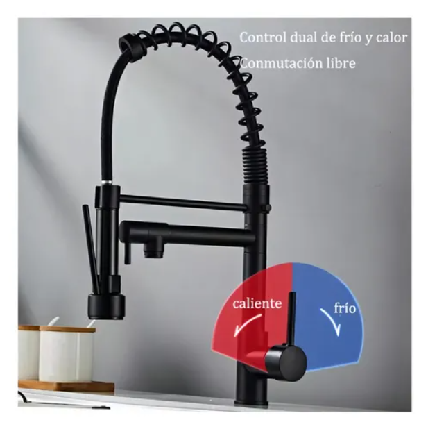 Llave Cocina Monomando Triple Lavaplatos Flexible Acabado Mate Color Plateado