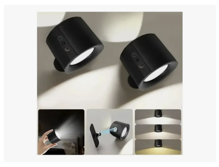 Aplique De Pared Recargable Con Doble Foco Y Control