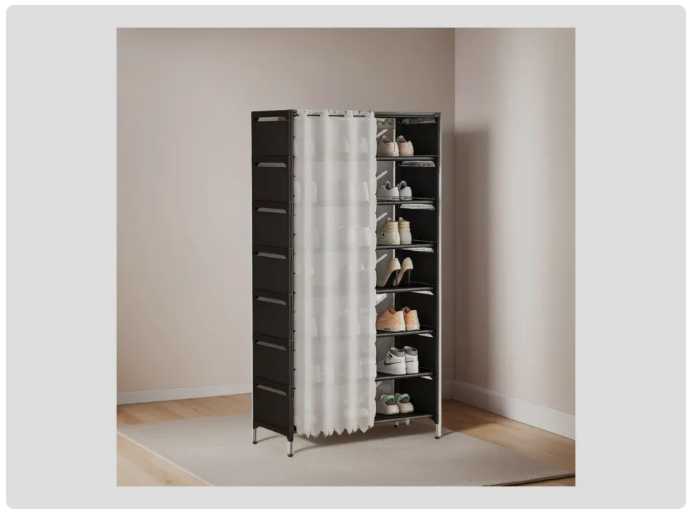 Zapatera Organizador De Zapatos 8 Niveles - Con Cortina