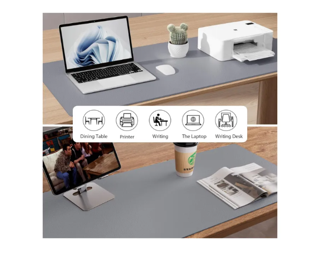 Alfombrilla Mousepad De Cuero Impermeable Reversible 80x40