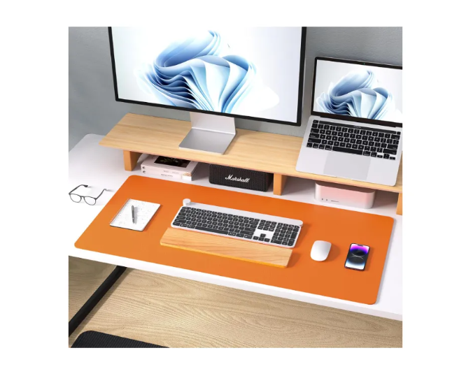 Alfombrilla Mousepad De Cuero Impermeable Reversible 80x40