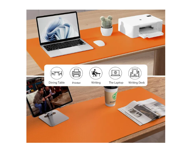 Alfombrilla Mousepad De Cuero Impermeable Reversible 80x40