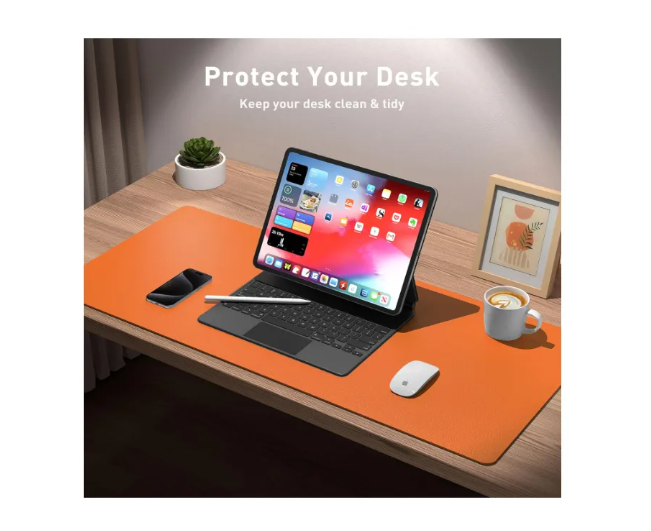 Alfombrilla Mousepad De Cuero Impermeable Reversible 80x40