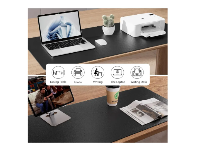 Alfombrilla Mousepad De Cuero Impermeable Reversible 80x40