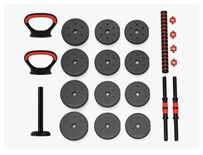 Set Mancuernas Barra Rusa Ajustables 20 Kg 4 En 1