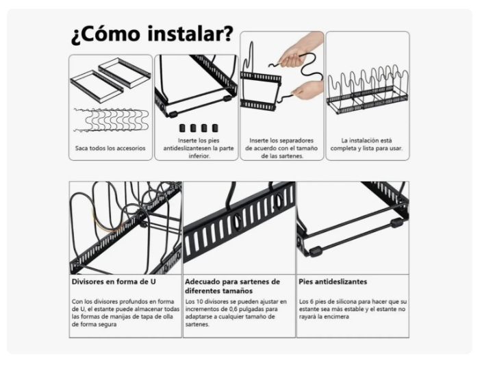 Rack Organizador De Ollas Expandible Menaje Tablas Tapas
