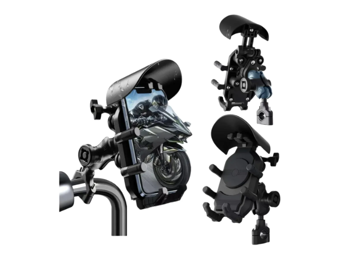 Soporte Celular Moto Con Visera Solar Y Antivibración 360°