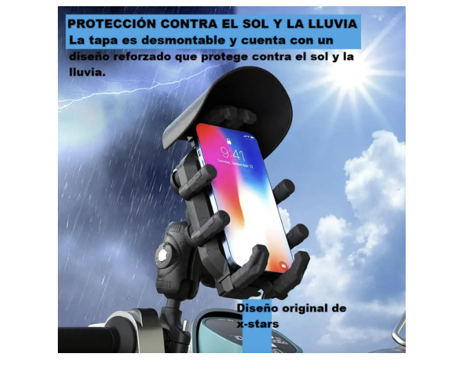 Soporte Celular Moto Con Visera Solar Y Antivibración 360°