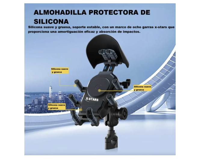 Soporte Celular Moto Con Visera Solar Y Antivibración 360°