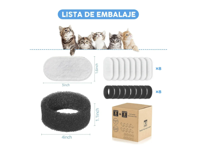 Pack 16 Filtros Bebedero Fuente D Agua Eléctrico Gato Perro