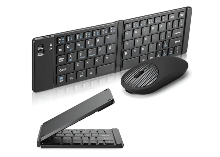 Set Teclado Portátil Bluetooth Plegable Y Mouse Inalámbrico