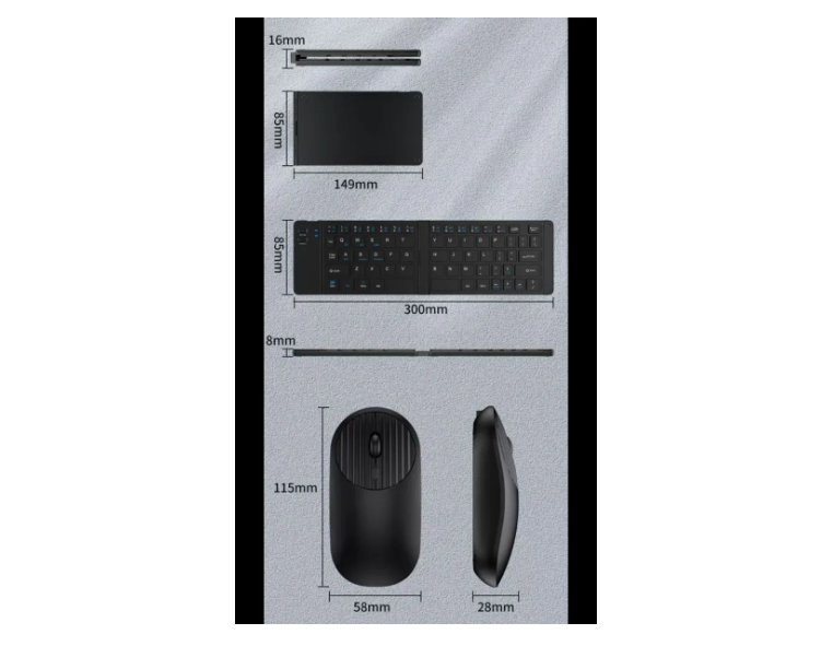 Set Teclado Portátil Bluetooth Plegable Y Mouse Inalámbrico