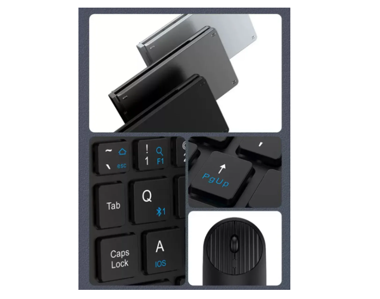 Set Teclado Portátil Bluetooth Plegable Y Mouse Inalámbrico